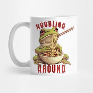 Funny Japanese Frog Eating Ramen with Chopsticks Just Noodling Around Gift Mug